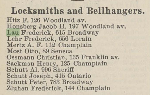Cleveland locksmith directory listing showing Fred Lau among professional locksmiths